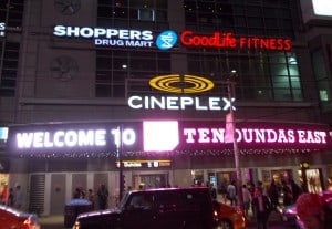 Cineplex display sign in Toronto